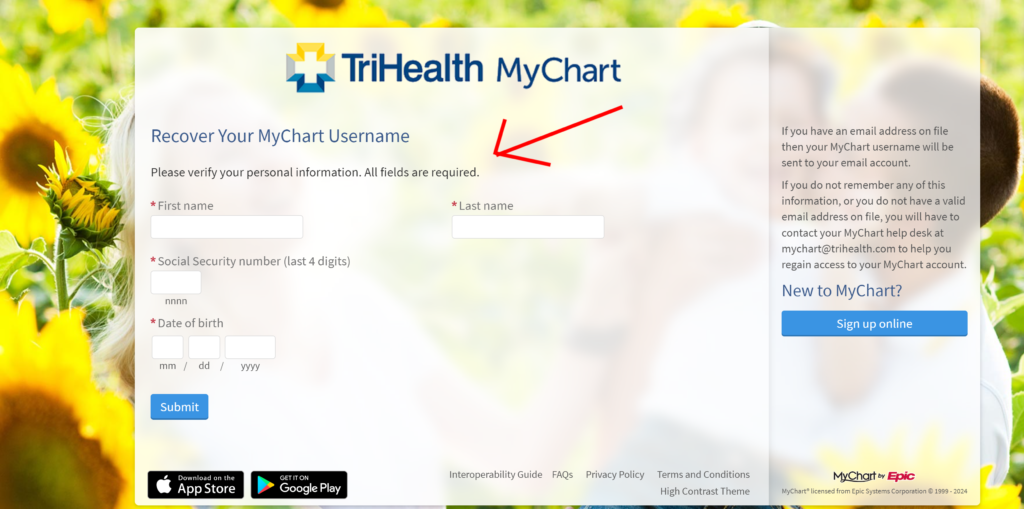 Forgot Username? - TriHealth MyChart